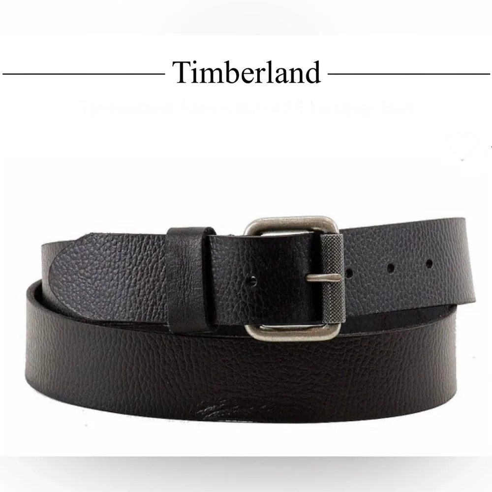 Timberland Men’s Pebble Leather Belt Distressed Silver Tone Buckle Size 38